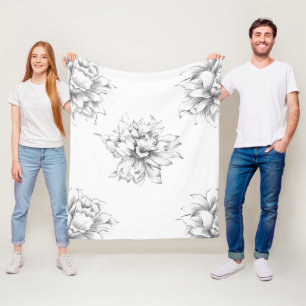 Elegante, niedliche Kunskizze, florale moderne Dek Fleecedecke