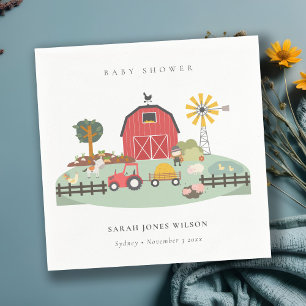 Elegante Niedliche Red Barnyard Farm Animal Baby S Serviette