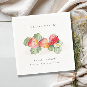 Elegante Niedliche Red Strawberry Leafy Foliage We Serviette