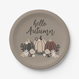 Elegante Niedliche Retro-Herbst Schwarze Pumpkins- Pappteller