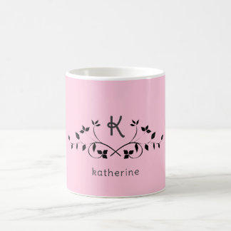 Elegante niedliche Rosa-Monogramm-Tasse Kaffeetasse