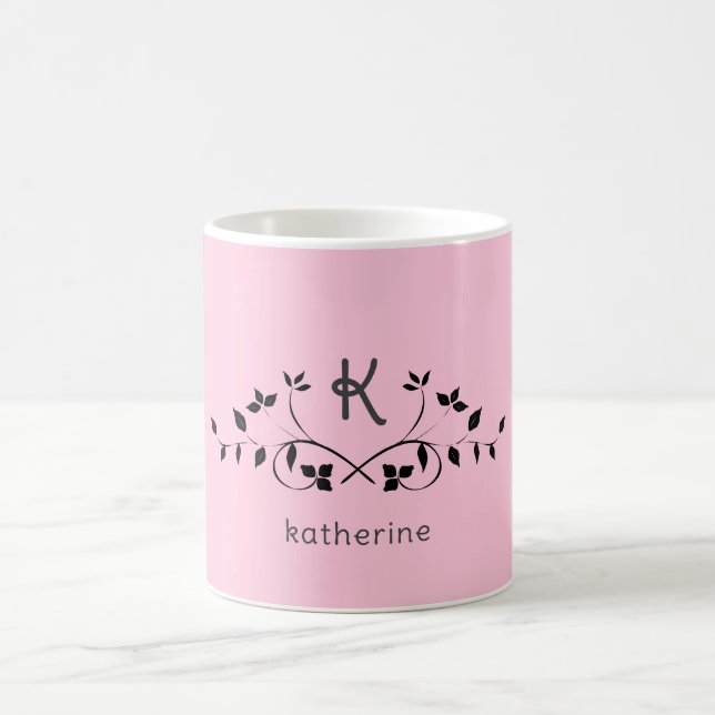 Elegante niedliche Rosa-Monogramm-Tasse Kaffeetasse (Mittel)