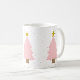 Elegante Niedliche, rosa Weihnachtsbäume, Goldene Kaffeetasse