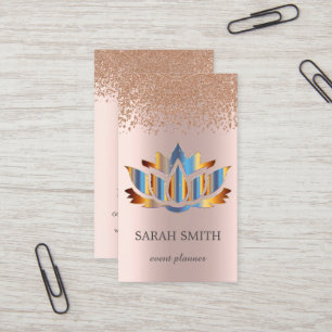 Elegante Niedliche Rose Gold Diamonds Lotus Visitenkarte