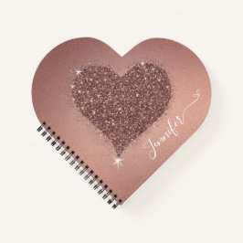 Elegante Niedliche Rose Gold Heart Glitzer Noteboo Notizbuch