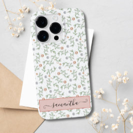 Elegante Niedliche White Foliage Blätter Pearls Cu Case-Mate iPhone 14 Pro Hülle