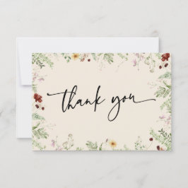 Elegante Niedliche Wildblumen Dankeschön Karte