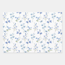 Elegante Niedliche Wildblumen und Schmetterlinge Geschenkpapier Set