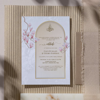 Elegante Nikkah-Hochzeitseinladung | Magnolien Einladung