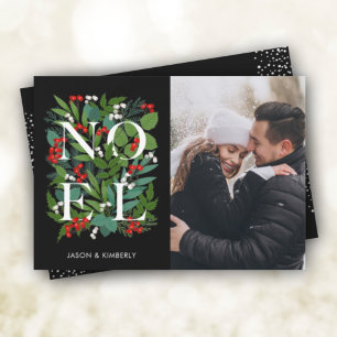 Elegante NOEL-Grünpflanzen-Foto Feiertagskarte