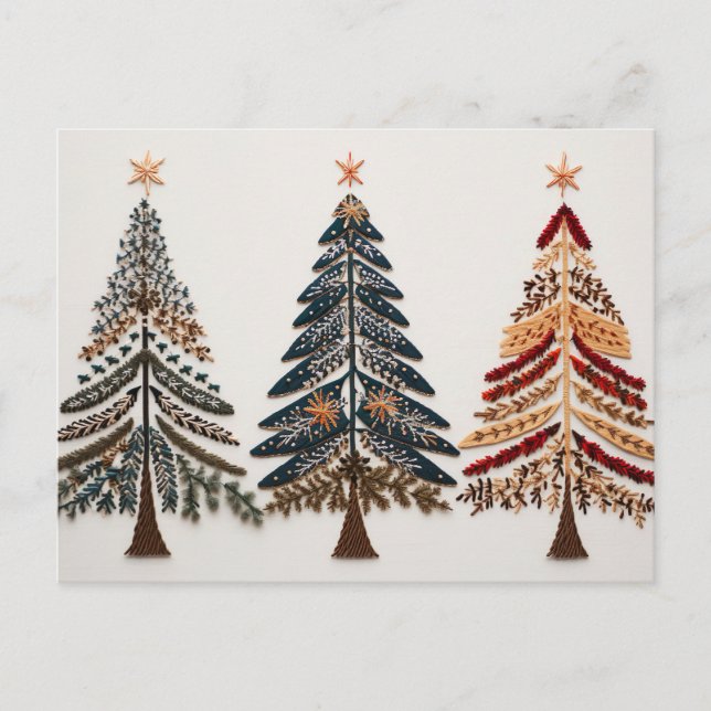 Elegante Nordic Style Weihnachtsbäume Postkarte (Vorderseite)