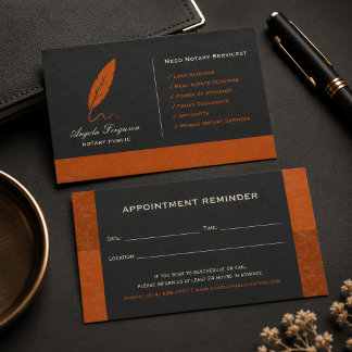 Elegante Notar Orange Geschäft Terminkarte