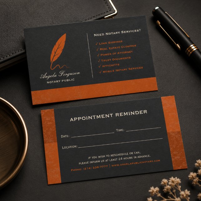 Elegante Notar Orange Geschäft Terminkarte (Von Creator hochgeladen)