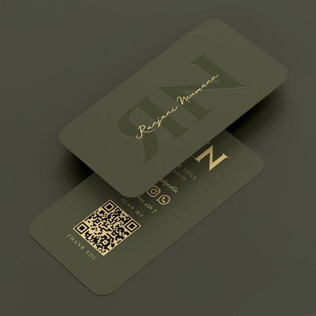 Elegante Notary Monogram Army Green Modern Visitenkarte (Elegant Notary Monogram Army Green Modern Business Card
)