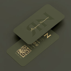 Elegante Notary Monogram Army Green Modern Visitenkarte
