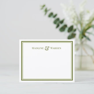 Elegante Notizkarte mit Salbeigrenze für Paare Mitteilungskarte