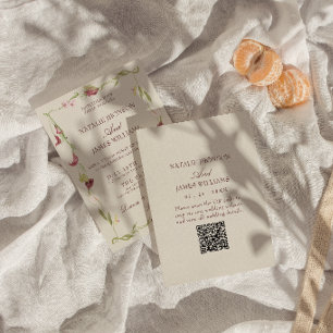 Elegante Nouveau-Kunst Vintage-Blumen-QR-Code-Hoch Einladung
