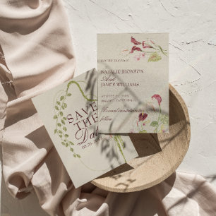 Elegante Nouveau-Kunst-Wasserfarbe-Retro-Floral-Ho Save The Date