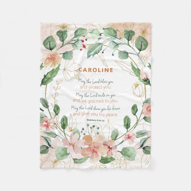 Elegante Nummern 4:24-26 Wasserfarben nach Maß Fleecedecke (Vorderseite)