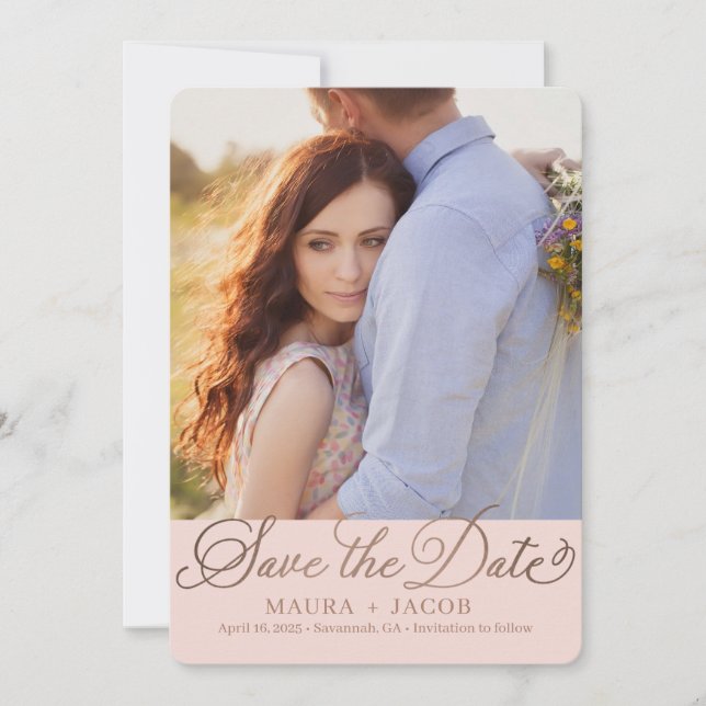 Elegante Nuptial Save the Date Card Dankeskarte (Vorderseite)