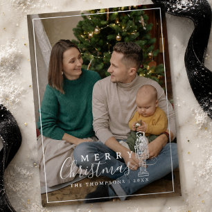 Elegante Nussknacker-Familienfoto-Weihnachten Folien Feiertagskarte