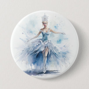Elegante Nussknacker-Schneekönigin in Weiß Button