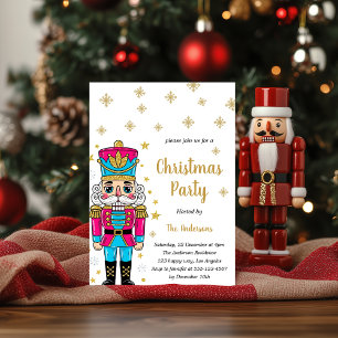 Elegante Nussknacker-Weihnachtsfeier Gold Glitte Einladung