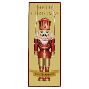 Elegante Nutcracker Toy Soldier Weihnachtscreme Geschenktüte Für Weinflaschen