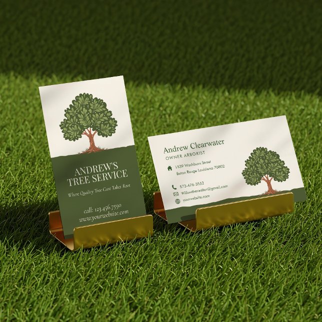 Elegante Oak Tree Rasenpflege Landschaften Arboris Visitenkarte (Elegant Oak Tree Lawn Care Landscaping Arborists Business Card)