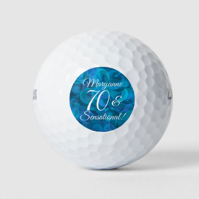 Elegante Ocean Blue 70 & Sensational Birthday Part Golfball (Vorderseite)