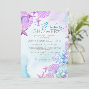 Elegante Ocean Muscheln Beach Baby Dusche Einladung