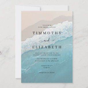 Elegante Ocean Sand Beach Hochzeit Einladung