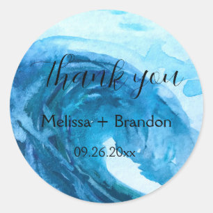 Elegante Ocean Waves Beach Sea Hochzeit in Urlaubs Runder Aufkleber