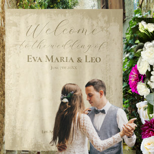 Elegante Off-White Grunge Edge Begrüßung Wandteppich