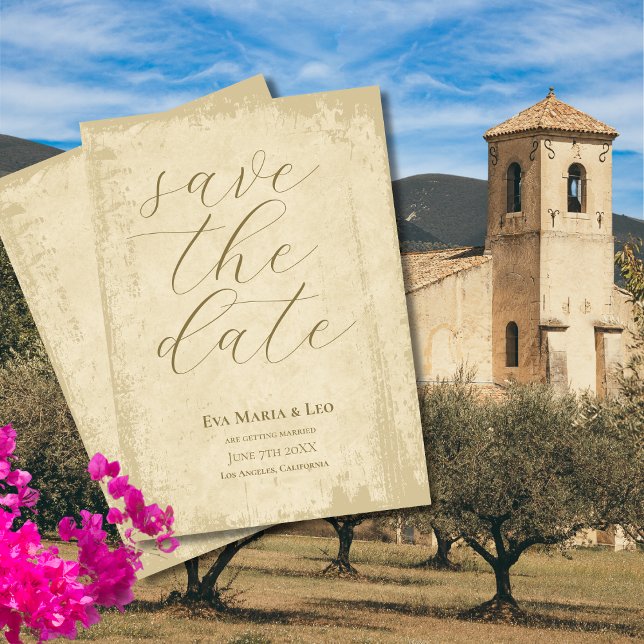 Elegante Off-White Grunge Edge Save the Date (Von Creator hochgeladen)