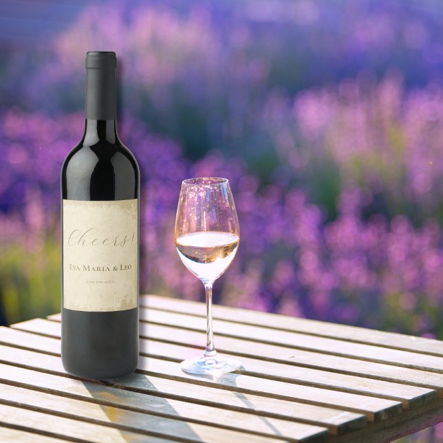 Elegante Off-White Grunge Edge Weinetikett (Von Creator hochgeladen)