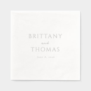 Elegante Off-White minimalistische Kalligrafie Servietten Mit Folie
