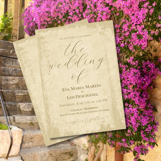 Elegante Offweiße Grunge Edge Wedding Einladung (Von Creator hochgeladen)