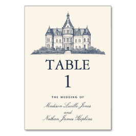 Elegante Old Chateau Manor Wedding Table Card Tischnummer