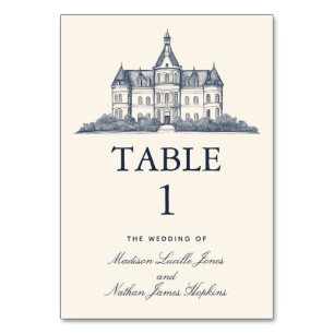 Elegante Old Chateau Manor Wedding Table Card Tischnummer