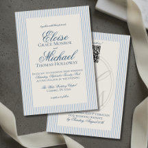 Elegante Old Money Script Blue Stripe Wedding