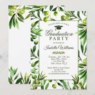 Elegante Olive Boho Garden Graduation Party Einladung