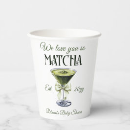 Elegante Olive Bow Liebe Sie So Matcha Baby Dusche Pappbecher