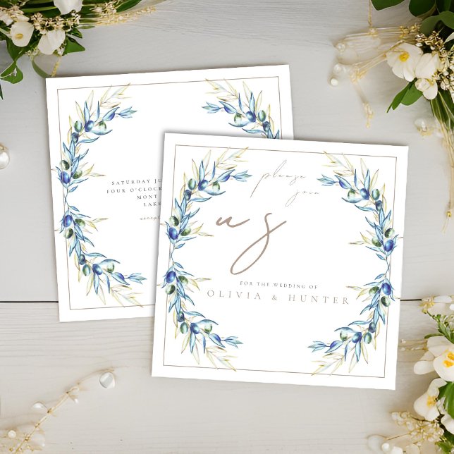 Elegante Olive Branch Einladung zur Hochzeit (Von Creator hochgeladen)