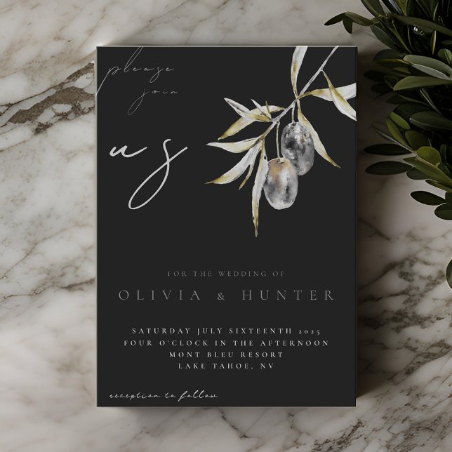 Elegante Olive Branch Einladung zur Hochzeit (Von Creator hochgeladen)