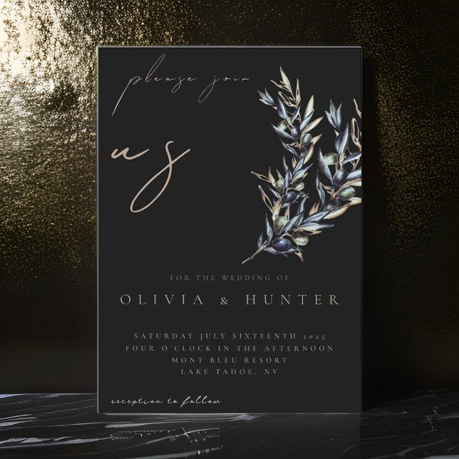 Elegante Olive Branch Einladung zur Hochzeit (Von Creator hochgeladen)