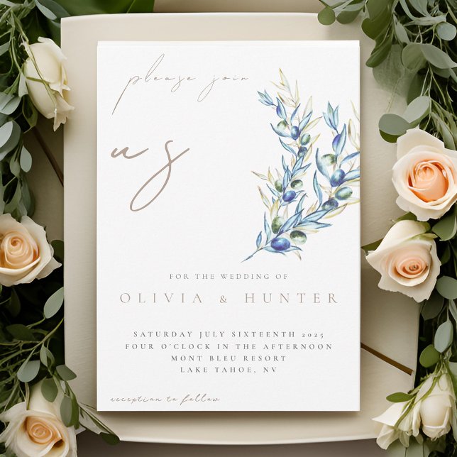 Elegante Olive Branch Einladung zur Hochzeit (Von Creator hochgeladen)