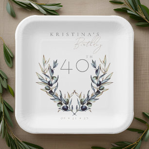 Elegante Olive Branch JEDER Geburtstag Pappteller