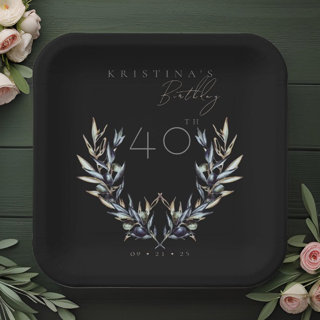 Elegante Olive Branch JEDER Geburtstag Pappteller (Von Creator hochgeladen)