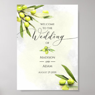 Elegante Olive Branches Hochzeit Poster